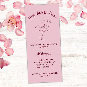 Invitación Vino Antes De Var Elegante Ducha De Novias Rosa Ru