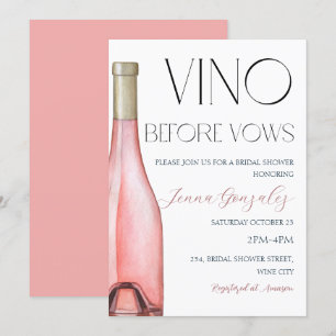 Invitación Vino Antes De Var Rosa Vino Rosa Ducha De Novias
