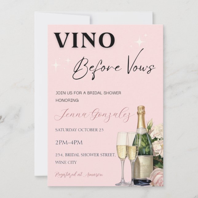Invitación Vino Antes De Var Vino Winery Bridal Shower (Anverso)