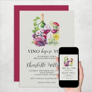 Invitación Vino Antes de Votos Aquarela Despedida de Soltera