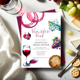 Invitación Vino Antes de Votos Bridal Shower Dibujado a Mano
