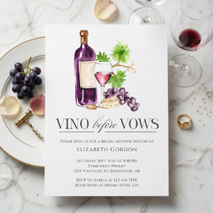 Invitación Vino Antes de Votos Despedida de Soltera Acuarela 