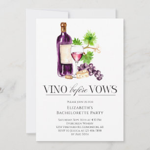 Invitación Vino Antes de Votos Fiesta de Despedida de Soltera