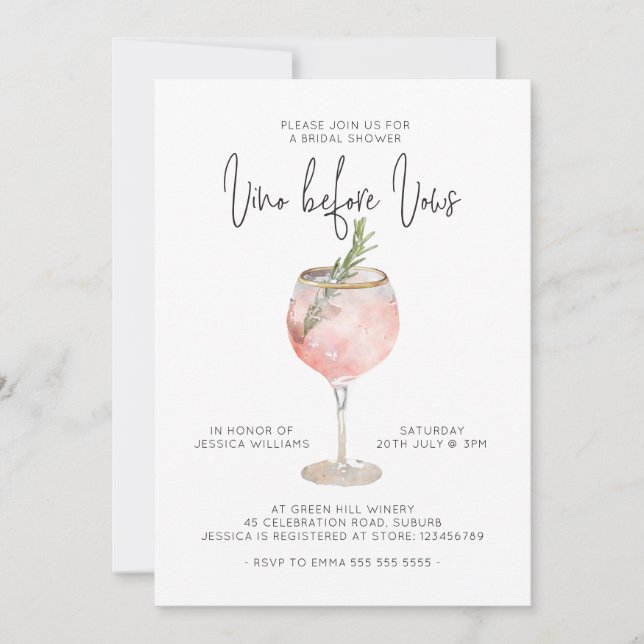 Invitación Vino Antes De Vows Ducha Británica (Anverso)