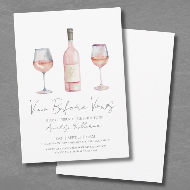 Invitación Vino Antes De Vows Ducha Británica (Vino Before Vows Bridal Shower Invitation )
