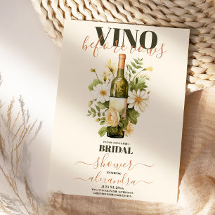 Invitación Vino antes de Vows Gold Floral Británica Ducha