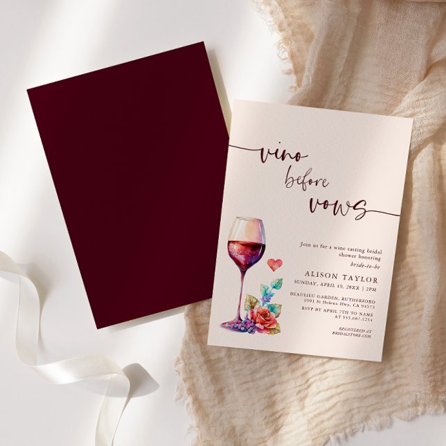 Invitación Vino antes de Vows Vino Ducha Bridal Borgoña (Subido por el creador)