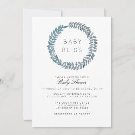 Invitación Vino azul de acero | Watercolor Wreath Baby Shower