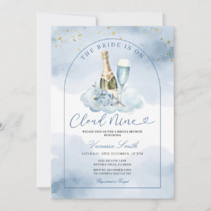 Invitación Vino Azul La Novia está en la Nube Nueve Despedida