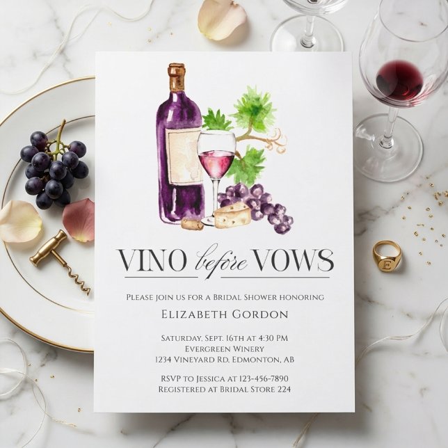 Invitación Vino Before Vows Bridal Shower Watercolor Wine (Subido por el creador)