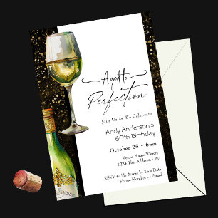 Invitación Vino Blanco de Cumpleaños 60 Perfectamente Envejec
