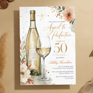 Invitación Vino Blanco Envejecido a la Perfección 50 Cumpleañ