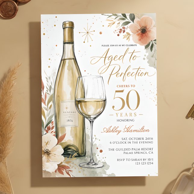 Invitación Vino Blanco Envejecido a la Perfección 50 Cumpleañ (Subido por el creador)