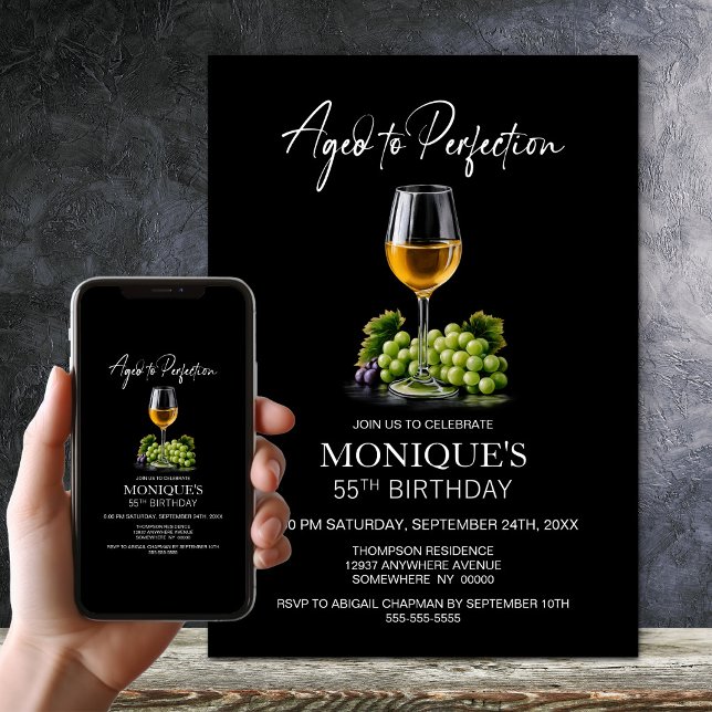 Invitación Vino Blanco Envejecido a la Perfección Cumpleaños  (Subido por el creador)