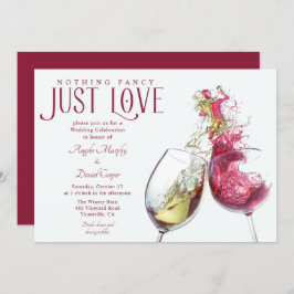 Invitación Vino Blanco Rojo Nada Fancy Just Love Boda
