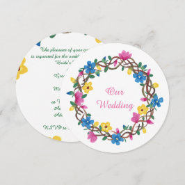 Invitación Vino colorido de redondeo floral fue invitado