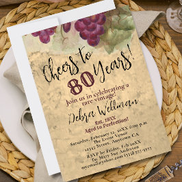 Invitación Vino de 80 Cumpleaños Elegante Brindis por 80 Años
