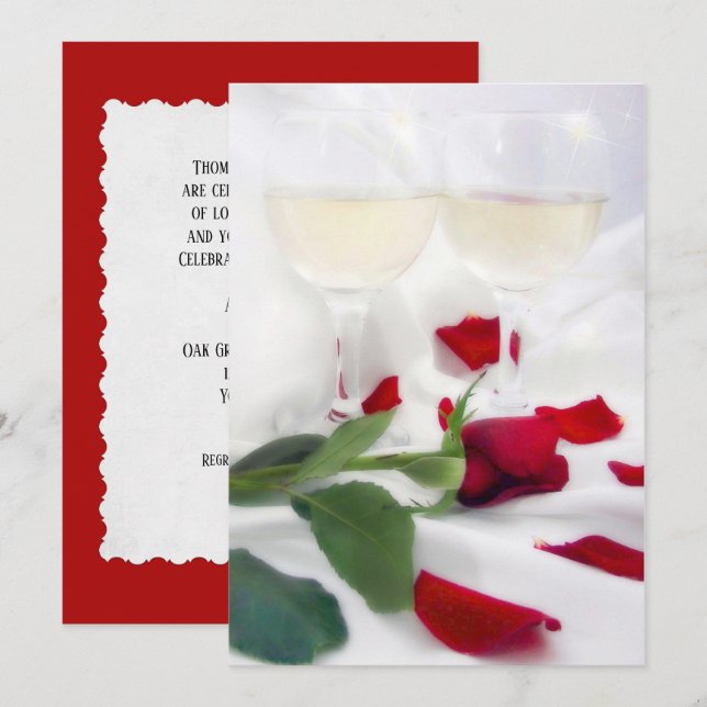 Invitación Vino de aniversario y celebración de rosas (Anverso / Reverso)
