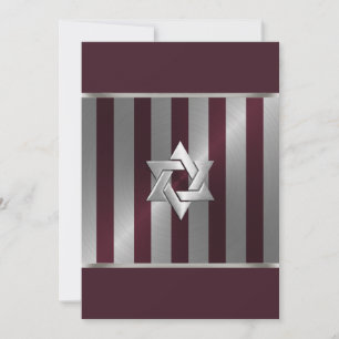 Invitación Vino de Bar Mitzvah y franja de plata