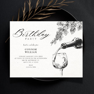 Invitación Vino de bebida elegante cumpleaños