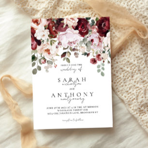 Invitación Vino de Cereza y Bodas Florales Malhumoradas Rosad