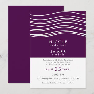 Invitación Vino de ciruela púrpura y blanca moda chic boda mo