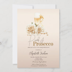 Invitación Vino de flores blancas Perlas Prosecco Despedida d