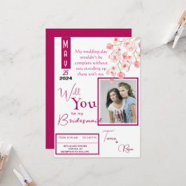 Invitación Vino de flores rosadas