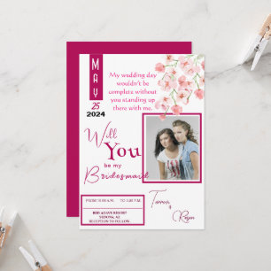 Invitación Vino de flores rosadas