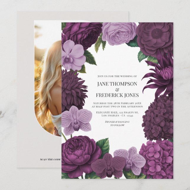 Invitación Vino de Moras, Higo Profundo y Bodas de Lavanda Po (Anverso / Reverso)
