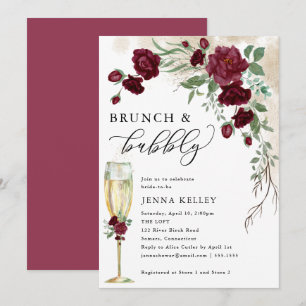 Invitación Vino de Rosa de Borgoña Brunch & Bubbly, ducha de 