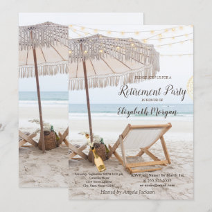 Invitación Vino de Silla de Playa Fiesta de Jubilación