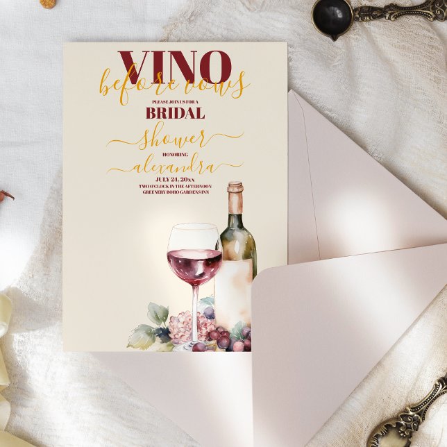 Invitación Vino elegante antes de prometer una ducha de novia (Subido por el creador)