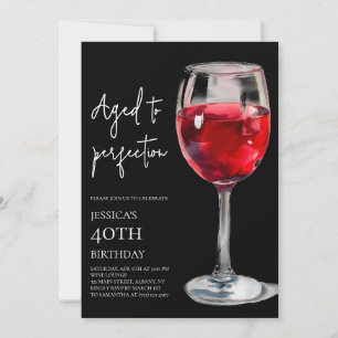 Invitación Vino Envejecido a la Perfección Cumpleaños 40 Fies