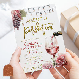 Invitación Vino Envejecido a la Perfección Cumpleaños 50 Adul