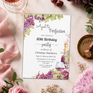 Invitación Vino Envejecido a la Perfección Fiesta de Cumpleañ