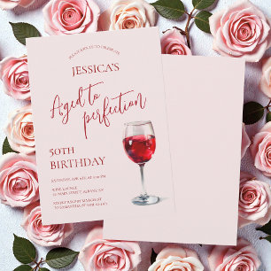 Invitación Vino Envejecido a la Perfección Rosa Fiesta de Cum