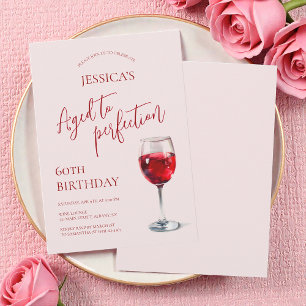 Invitación Vino Envejecido a la Perfección Rosa Fiesta de Cum