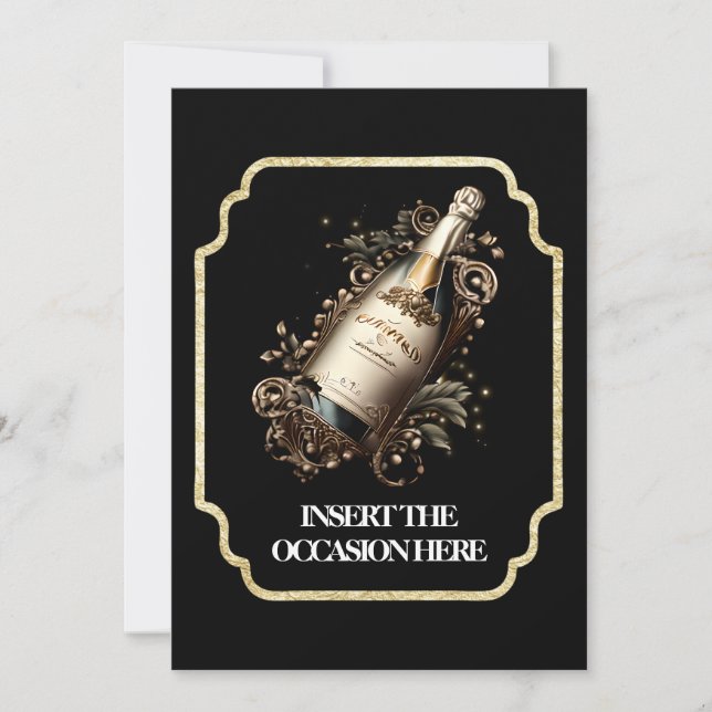 Invitación Vino espumoso de cumpleaños de jubilación de anive (Anverso)