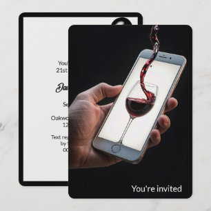 Invitación Vino Fiesta De Cumpleaños 21 En Pantalla De Smartp