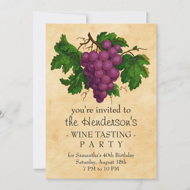 Invitación Vino Fiesta Vintage Personalizado (Anverso)