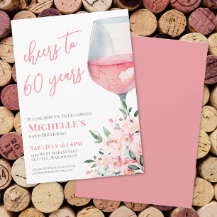 Invitación Vino Floral Aplausos Por 60 Años Fiesta de Cumplea