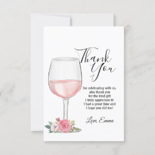 Invitación vino, floral, carta de agradecimiento