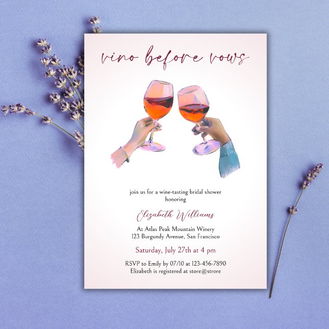Invitación Vino moderno antes de prometer ducha de novia rosa (Subido por el creador)