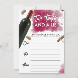 Invitación Vino moderno dos verdades y una carta de juego de