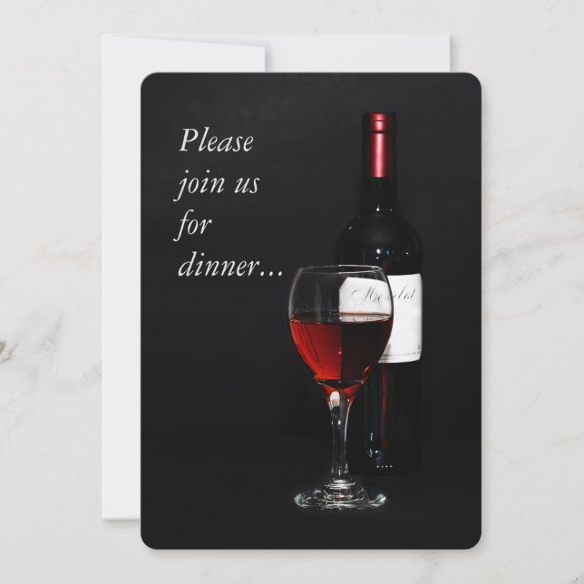 Invitación Vino moderno y botella (Anverso)