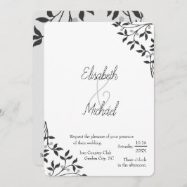 Invitación Vino negro y gris