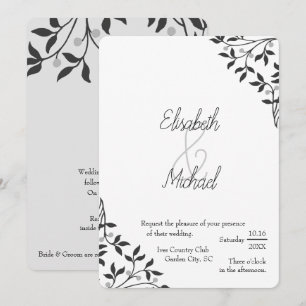 Invitación Vino negro y gris