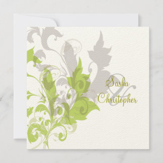 Invitación Vino ornamental/verde/chocolate