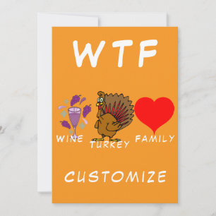 Invitación Vino Pavo Familia WTF Thunder_Cove